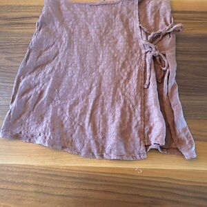Wrap Style Linen skirt in brown